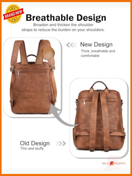 Vegan Leather Laptop Backpack with 15.6\
